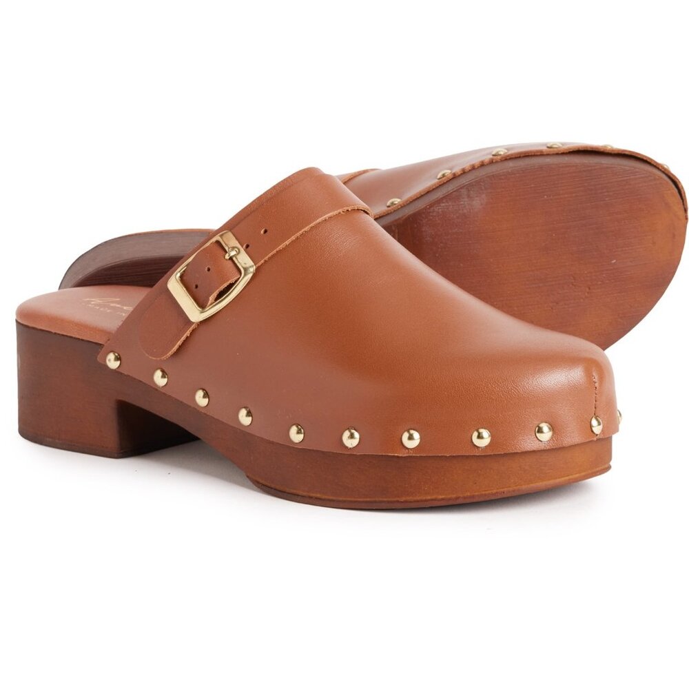 NEW Avellini Made in Italy Studded Clogs - Leather For Women brown 252